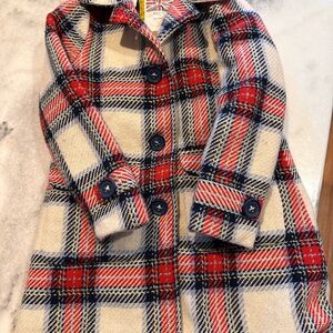 Boden Red and Blue Pea Coat